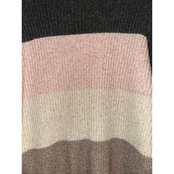 American Eagle Striped Oversized Cable Knit Striped Sweater size Medium Pink Gra - Picture 5 of 5